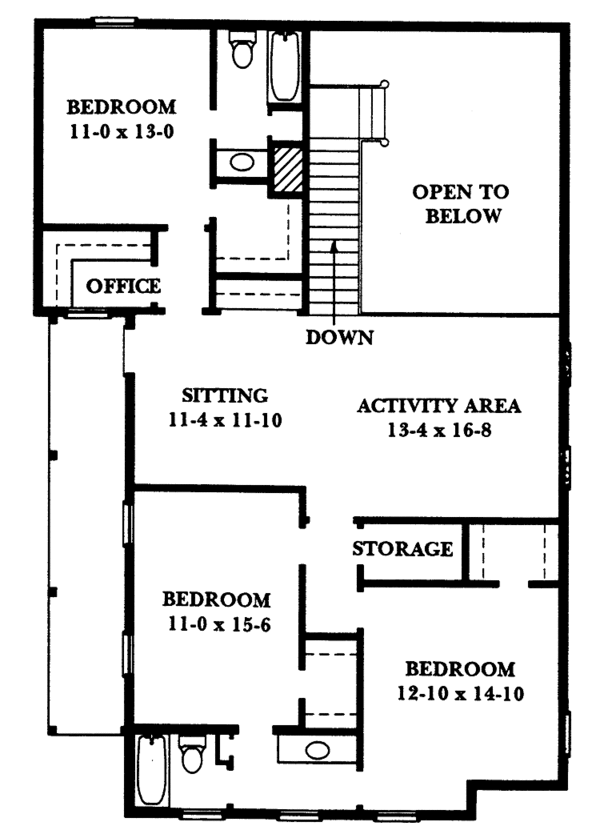 Architectural House Design - Classical Floor Plan - Upper Floor Plan #1047-39