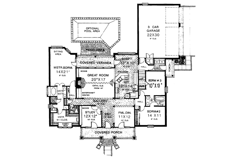 Home Plan - Floor Plan - Main Floor 1 for Colonial House Plan #310-1116 - 3 bed, 2.5 bath