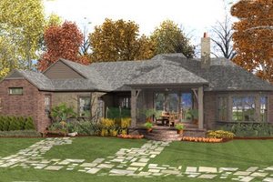 Exterior - Rear Elevation for European House Plan #406-9610 - 3 bed, 2.5 bath