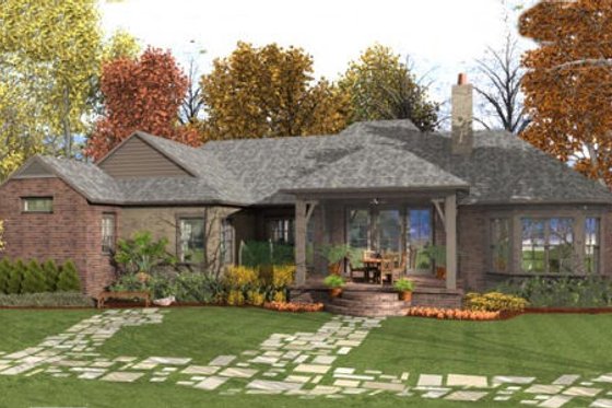 Exterior - Rear Elevation for European House Plan #406-9610 - 3 bed, 2.5 bath