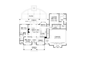Floor Plan - Main Floor for Farmhouse House Plan #929-1055 - 3 bed, 2 bath