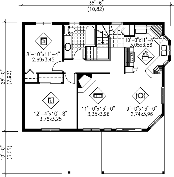 Architectural House Design - Cottage Floor Plan - Main Floor Plan #25-1108