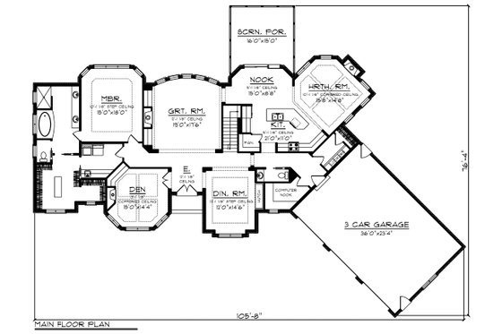 Floor Plan - Main Floor for Ranch House Plan #70-1472 - 4 bed, 2.5 bath