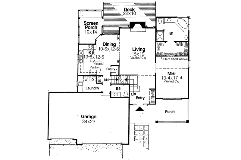 Home Plan - Floor Plan - Main Floor for Country House Plan #334-126 - 3 bed, 2.5 bath