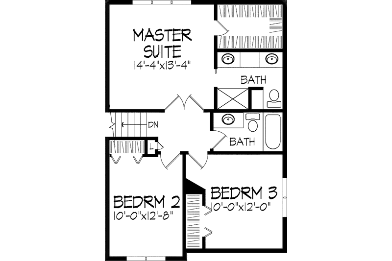 Home Plan - Floor Plan - Upper Floor for Contemporary House Plan #51-814 - 3 bed, 2.5 bath