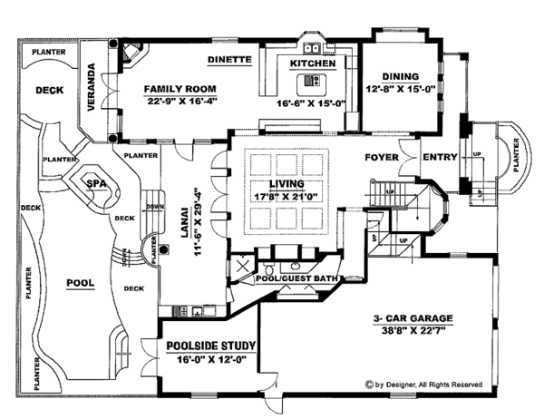 Home Plan - Mediterranean Floor Plan - Main Floor Plan #1017-24
