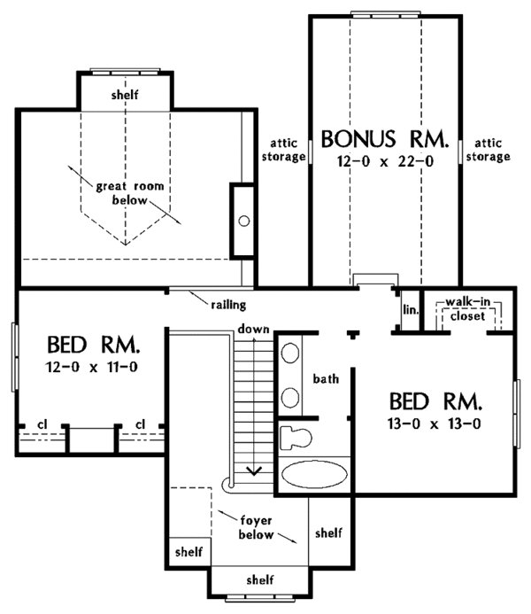 House Plan Design - Traditional Floor Plan - Upper Floor Plan #929-770