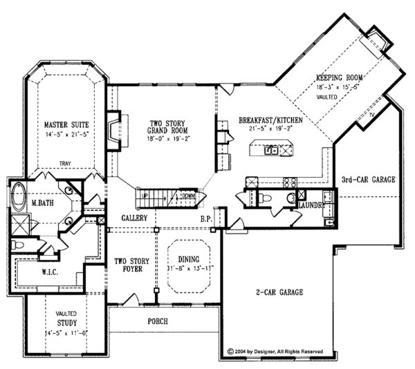 Home Plan - Colonial Floor Plan - Main Floor Plan #54-220