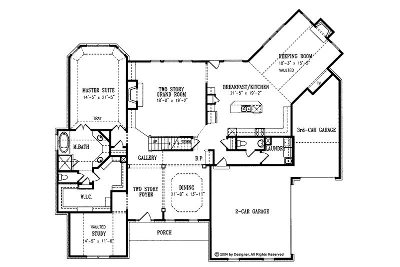 Home Plan - Floor Plan - Main Floor for Colonial House Plan #54-220 - 4 bed, 3.5 bath