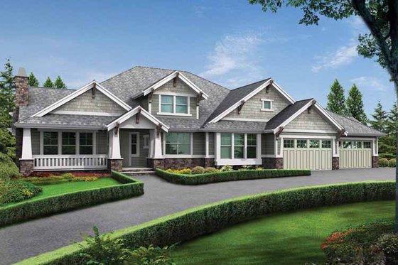Exterior - Front Elevation 3 for Craftsman House Plan #132-280 - 3 bed, 3.5 bath