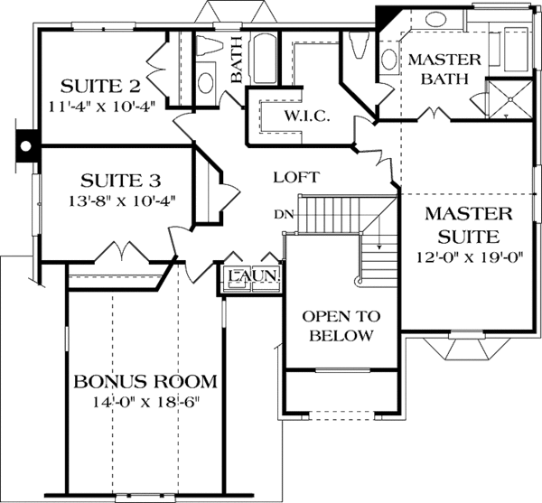 Dream House Plan - Traditional Floor Plan - Upper Floor Plan #453-517