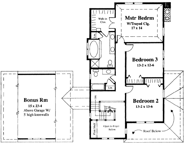 Traditional Floor Plan - Upper Floor Plan #75-119