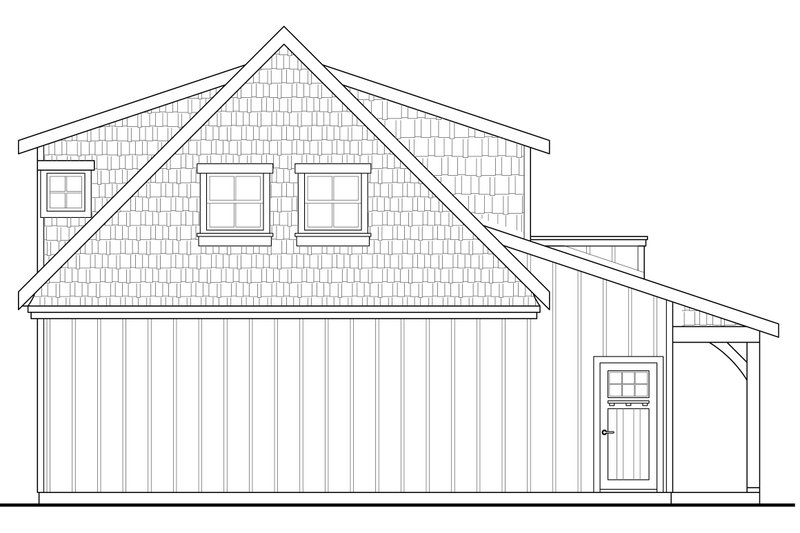 House Blueprint - Exterior - Rear Elevation for Craftsman House Plan #124-935 - 1 bed, 1 bath