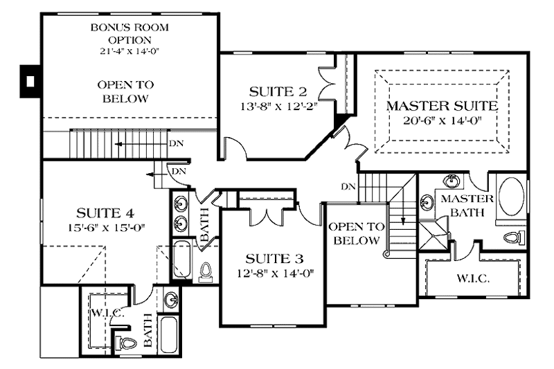 Dream House Plan - Floor Plan - Upper Floor for Traditional House Plan #453-411 - 4 bed, 4 bath