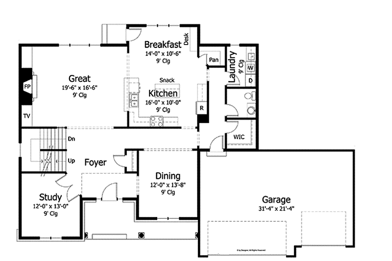 Home Plan - Floor Plan - Main Floor for Colonial House Plan #51-1006 - 4 bed, 2.5 bath