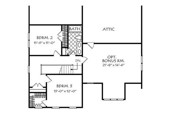 Floor Plan - Upper Floor for Colonial House Plan #927-975 - 3 bed, 2.5 bath