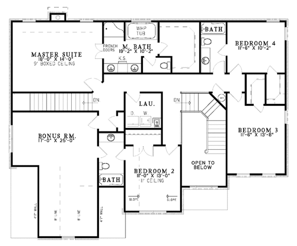 Home Plan - Traditional Floor Plan - Upper Floor Plan #17-3251