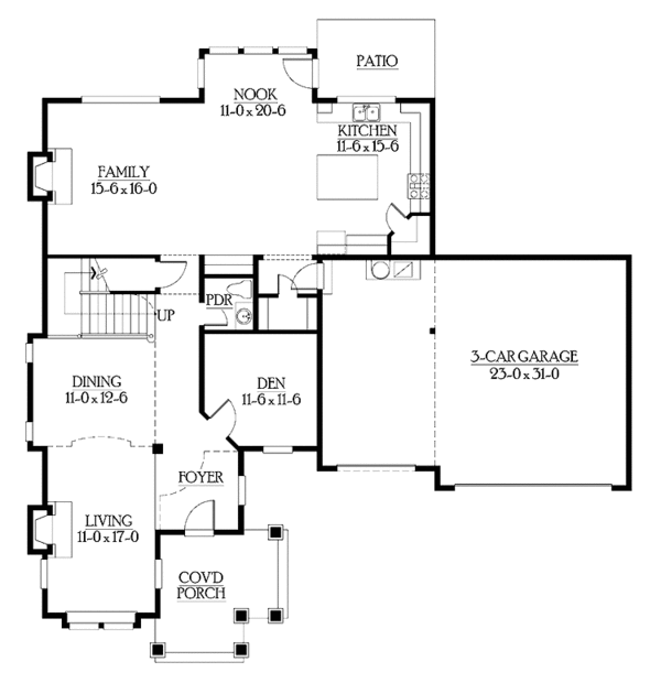 Architectural House Design - Craftsman Floor Plan - Main Floor Plan #132-319