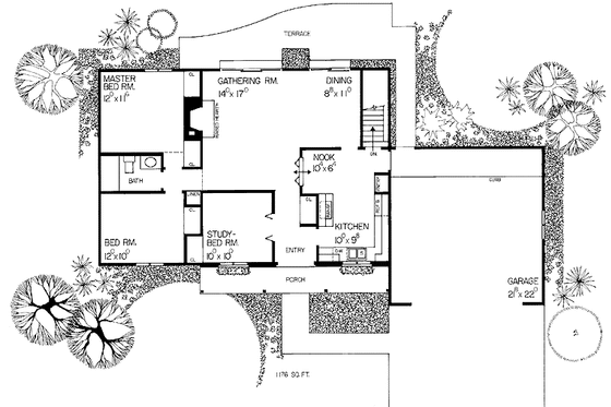 Floor Plan - Main Floor for European House Plan #72-655 - 2 bed, 1 bath