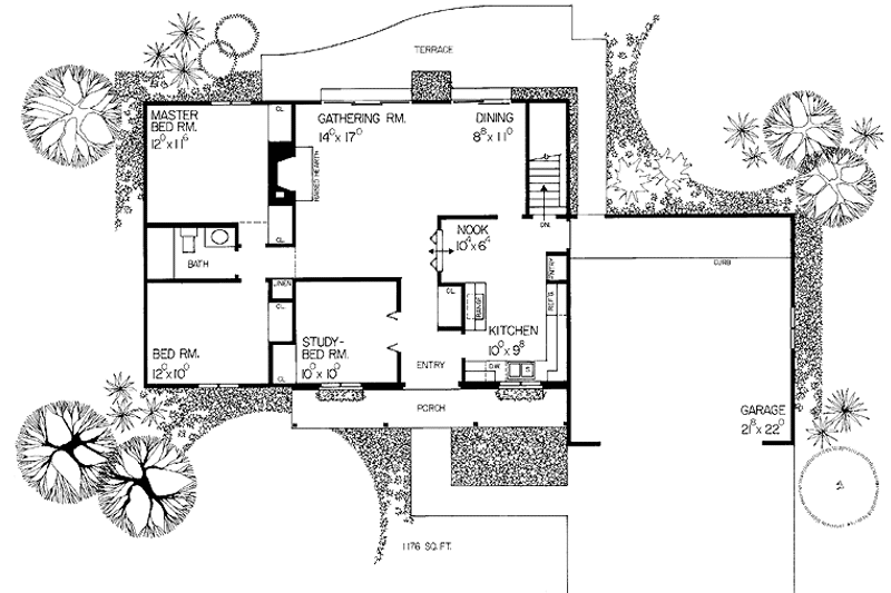 Architectural House Design - Floor Plan - Main Floor for European House Plan #72-655 - 2 bed, 1 bath