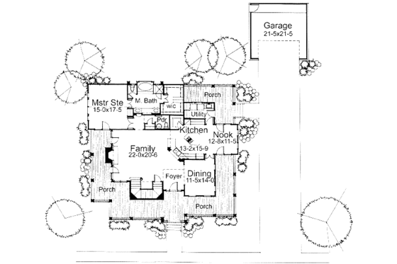 Floor Plan - Main Floor for Farmhouse House Plan #120-104 - 4 bed, 4 bath