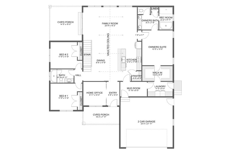 House Blueprint - Floor Plan - Main Floor for Farmhouse House Plan #1060-389 - 3 bed, 2 bath