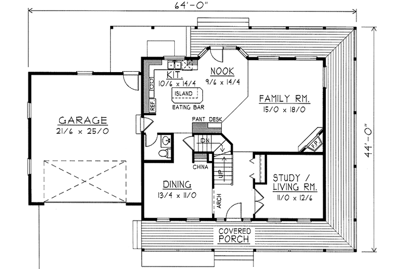 Dream House Plan - Floor Plan - Main Floor for Country House Plan #1037-21 - 4 bed, 2.5 bath