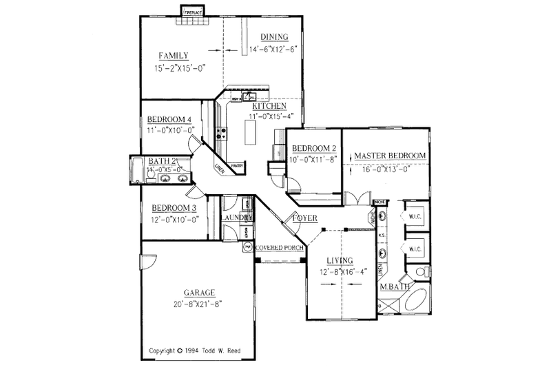 Dream House Plan - Floor Plan - Main Floor for Country House Plan #437-20 - 4 bed, 2 bath