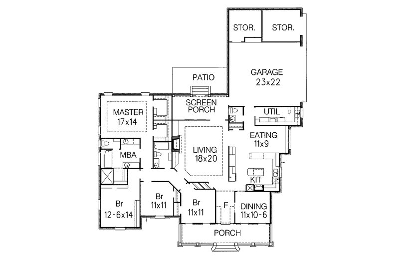 Home Plan - Floor Plan - Main Floor for Country House Plan #15-306 - 4 bed, 2.5 bath