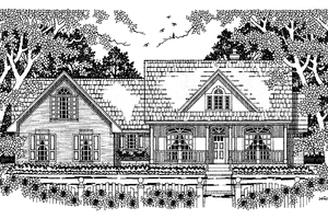 House Design - Exterior - Front Elevation for Country House Plan #42-553 - 4 bed, 2 bath