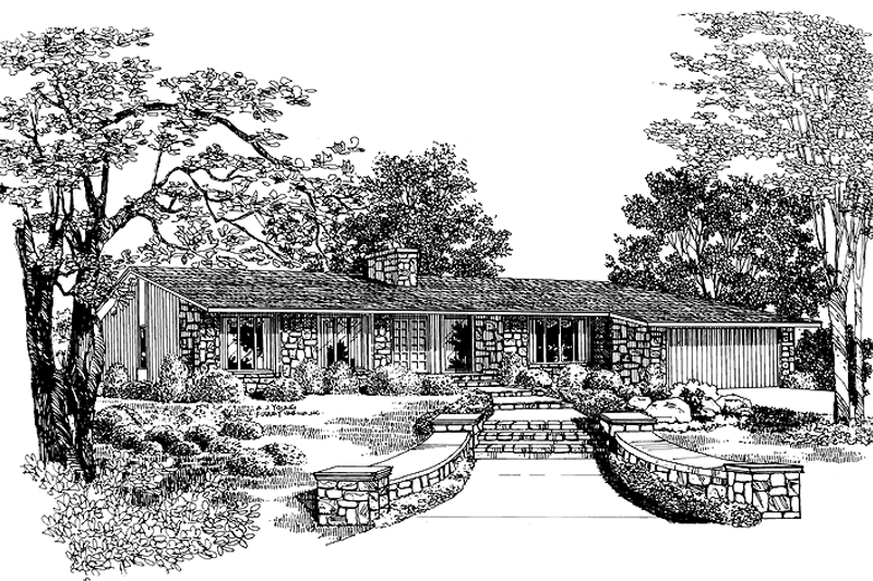 House Blueprint - Ranch Exterior - Front Elevation Plan #72-716