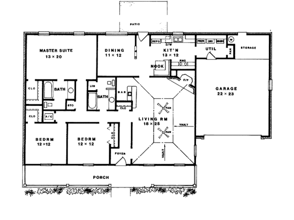House Blueprint - Country Floor Plan - Main Floor Plan #14-267