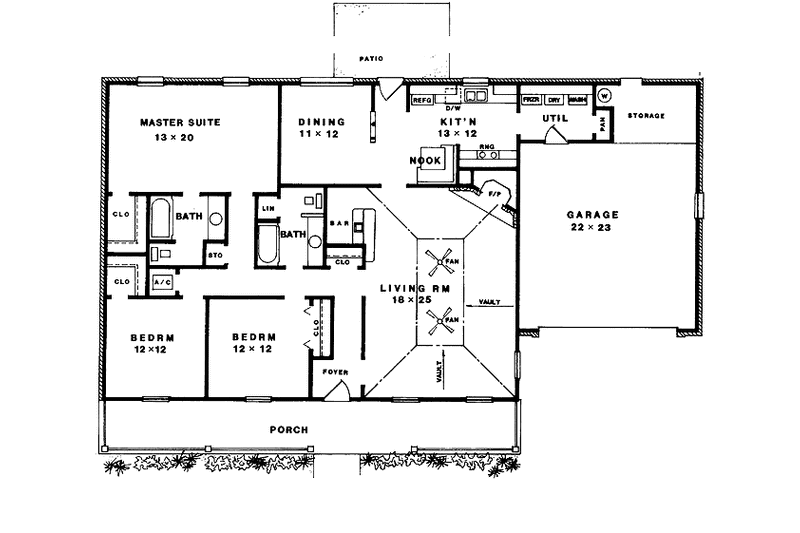 Home Plan - Floor Plan - Main Floor for Country House Plan #14-267 - 3 bed, 2 bath