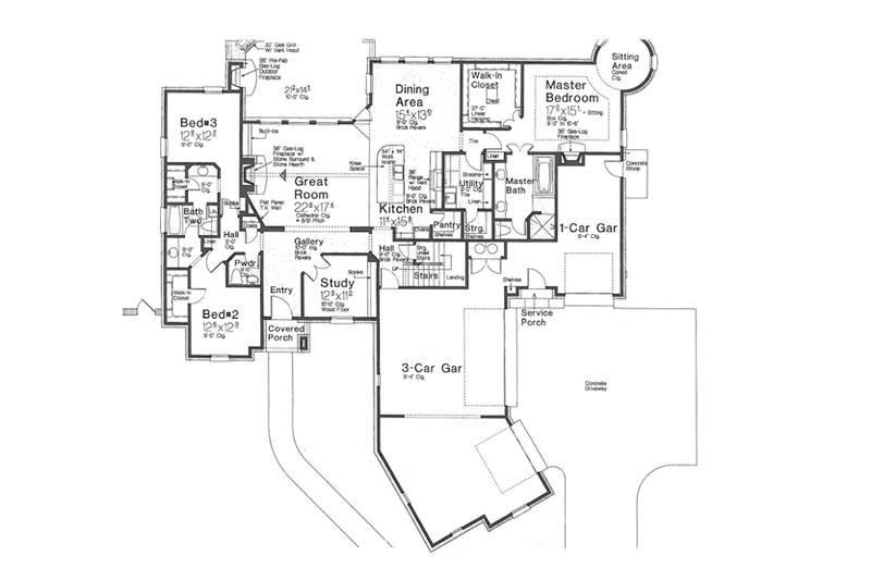 Dream House Plan - Floor Plan - Main Floor for European House Plan #310-1264 - 3 bed, 2.5 bath