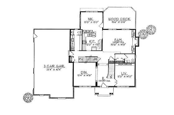 Floor Plan - Main Floor for Colonial House Plan #70-1315 - 4 bed, 3.5 bath