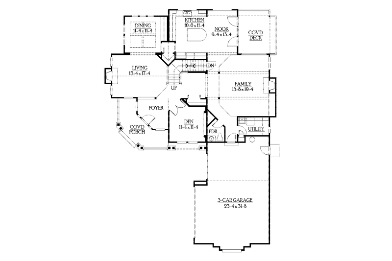 Home Plan - Floor Plan - Main Floor for Prairie House Plan #132-398 - 3 bed, 2.5 bath