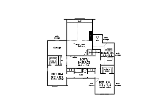 Floor Plan - Upper Floor for Cottage House Plan #929-843 - 3 bed, 2.5 bath