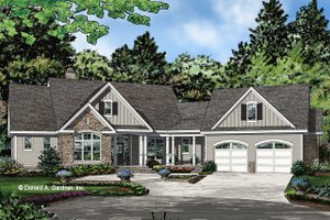 Ranch Exterior - Front Elevation Plan #929-1096