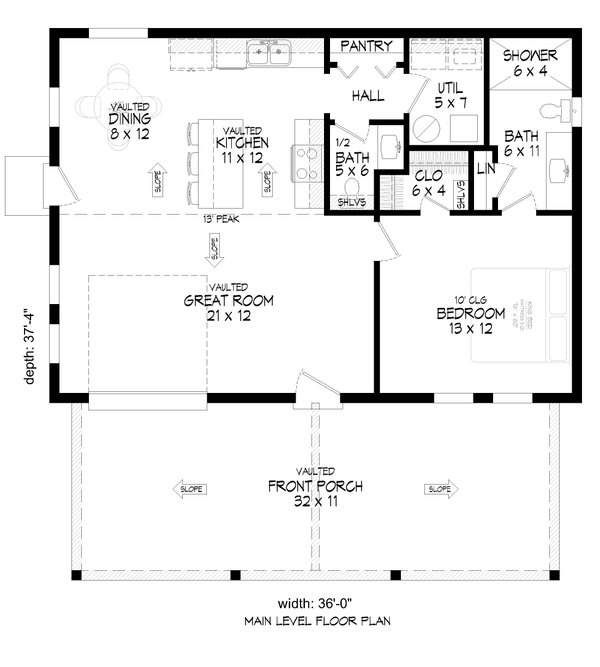 Craftsman Floor Plan - Main Floor Plan #932-547
