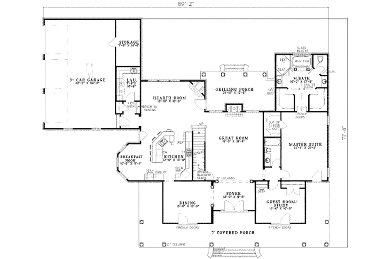 Architectural House Design - Floor Plan - Main Floor for Country House Plan #17-579 - 3 bed, 4 bath