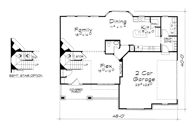Architectural House Design - Floor Plan - Main Floor for Traditional House Plan #20-2095 - 4 bed, 2.5 bath