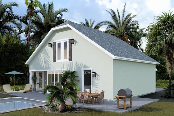 Exterior - Rear Elevation 2 for Traditional House Plan #1060-223, 1 bath