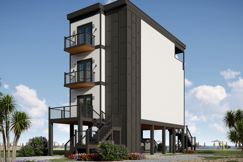 House Design - Exterior - Front Elevation 4 for Beach House Plan #932-1001 - 3 bed, 3.5 bath