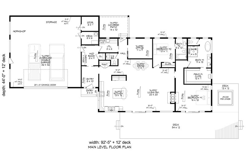 House Blueprint - Floor Plan - Main Floor for Country House Plan #932-1312 - 2 bed, 2.5 bath