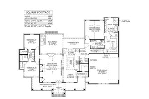 Floor Plan - Main Floor for Farmhouse House Plan #1074-15 - 3 bed, 2.5 bath