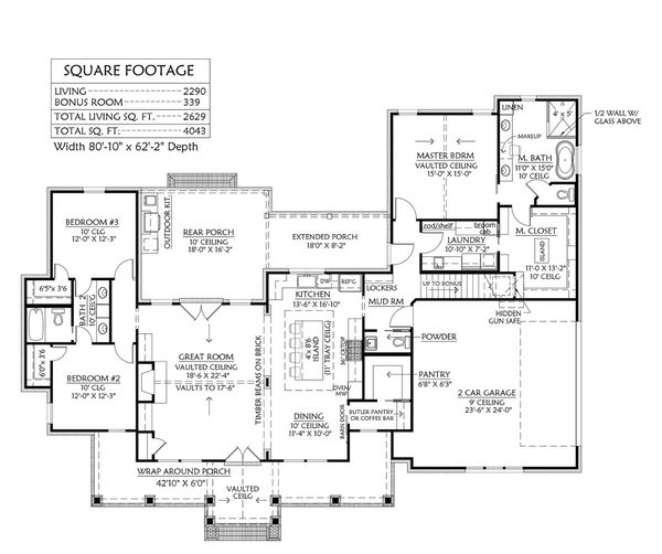 Architectural House Design - Farmhouse Floor Plan - Main Floor Plan #1074-15