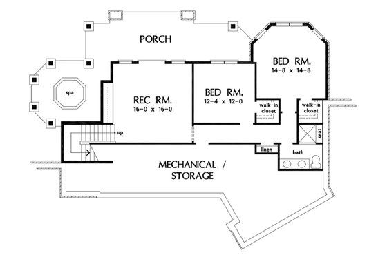Floor Plan - Lower Floor for Craftsman House Plan #929-1103 - 3 bed, 2.5 bath