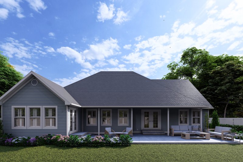 House Blueprint - Exterior - Rear Elevation for Ranch House Plan #1060-376 - 3 bed, 2.5 bath