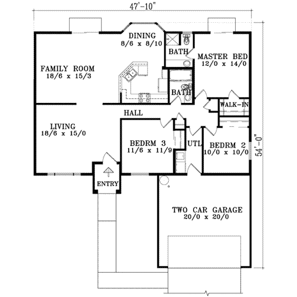 Home Plan - Traditional Floor Plan - Main Floor Plan #1-1273