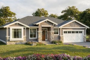 Exterior - Front Elevation for Farmhouse House Plan #1100-95 - 2 bed, 2 bath